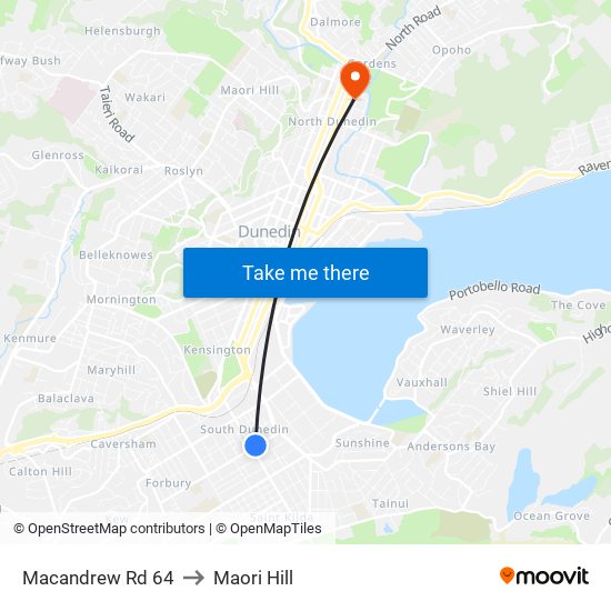 Macandrew Rd 64 to Maori Hill map