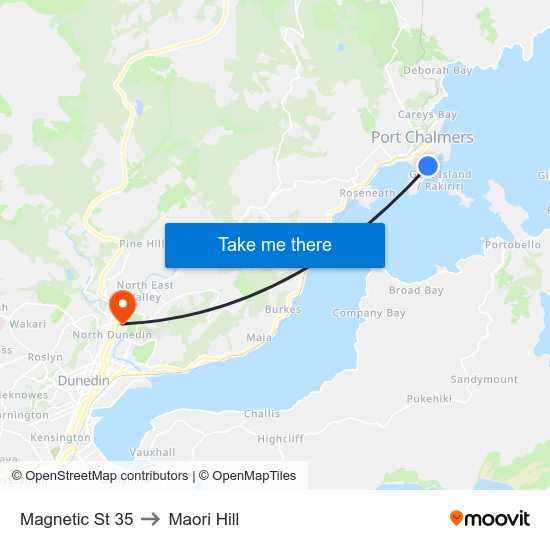 Magnetic St 35 to Maori Hill map
