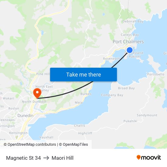Magnetic St 34 to Maori Hill map