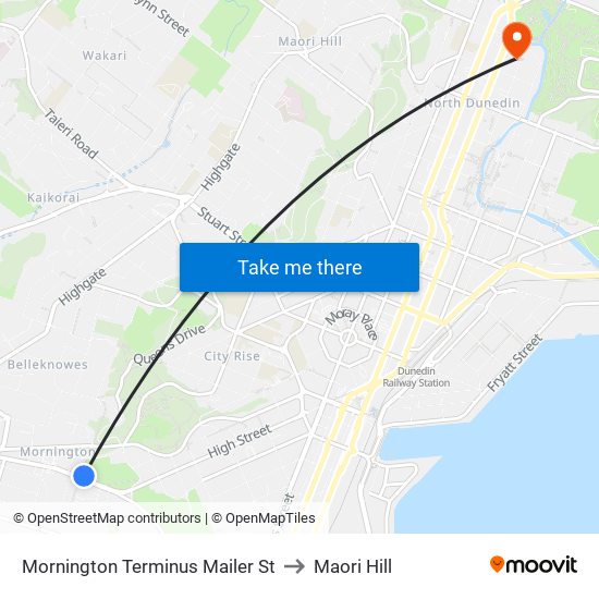 Mornington Terminus Mailer St to Maori Hill map