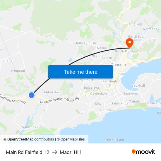 Main Rd Fairfield 12 to Maori Hill map