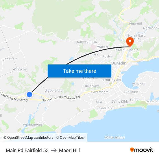 Main Rd Fairfield 53 to Maori Hill map
