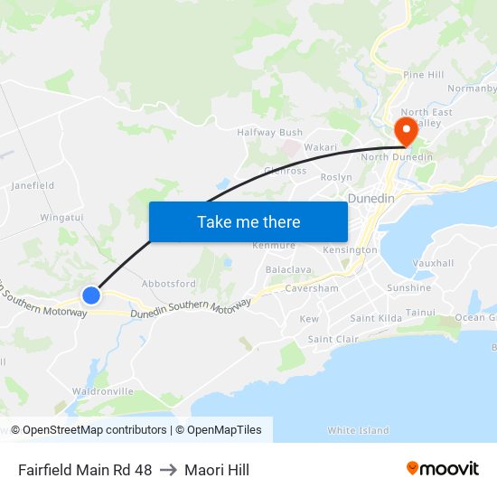 Fairfield Main Rd 48 to Maori Hill map