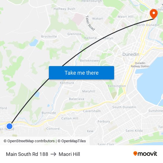 Main South Rd 188 to Maori Hill map