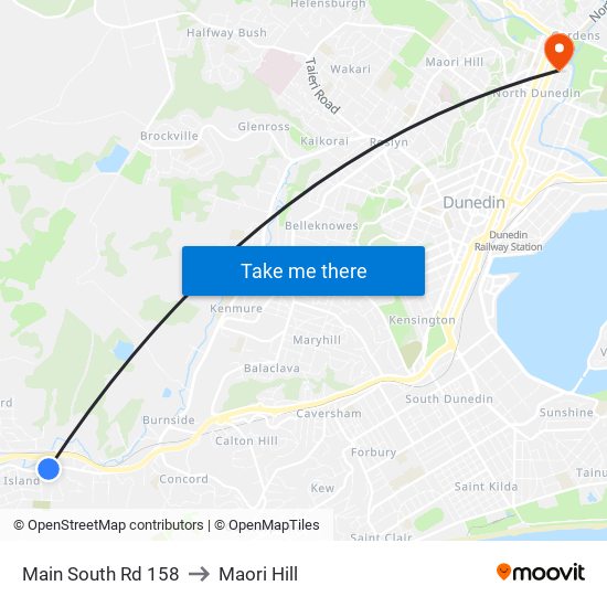 Main South Rd 158 to Maori Hill map