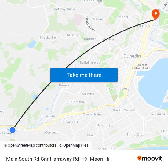 Main South Rd Cnr Harraway Rd to Maori Hill map