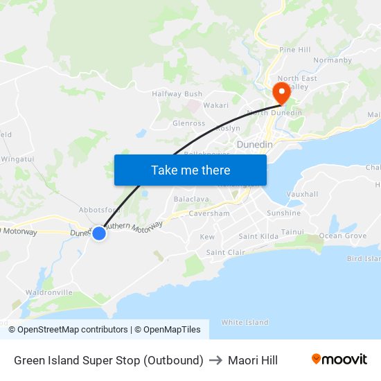 Green Island Super Stop (Outbound) to Maori Hill map