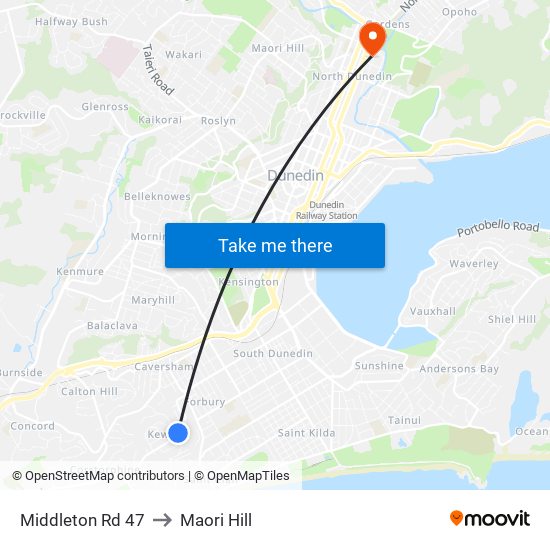 Middleton Rd 47 to Maori Hill map
