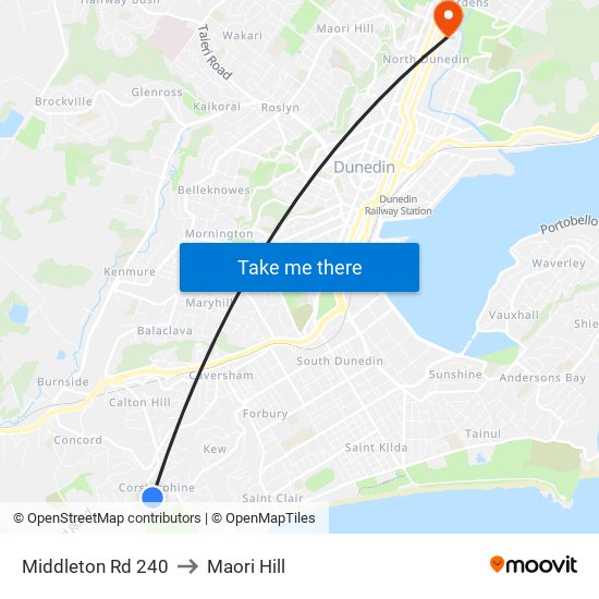 Middleton Rd 240 to Maori Hill map