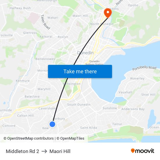 Middleton Rd 2 to Maori Hill map
