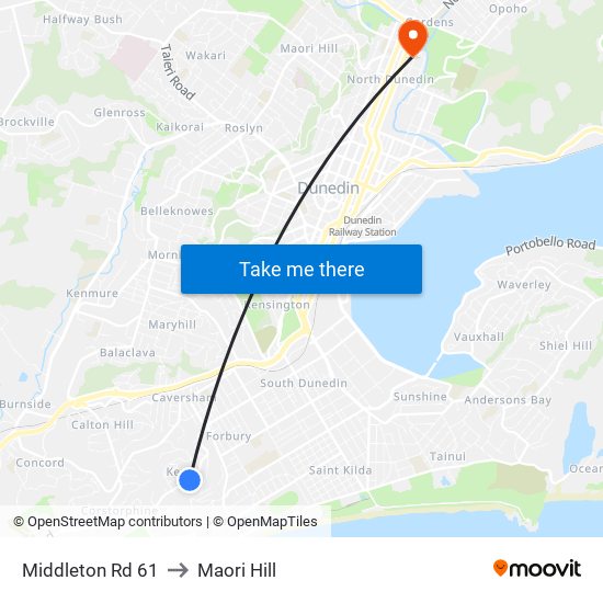 Middleton Rd 61 to Maori Hill map
