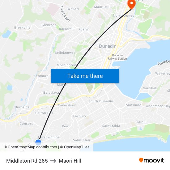 Middleton Rd 285 to Maori Hill map