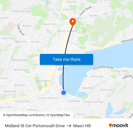 Midland St Cnr Portsmouth Drive to Maori Hill map