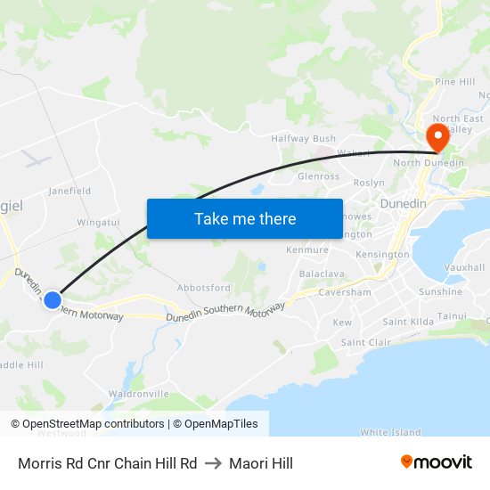 Morris Rd Cnr Chain Hill Rd to Maori Hill map