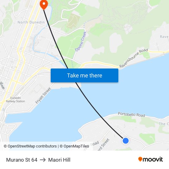 Murano St 64 to Maori Hill map