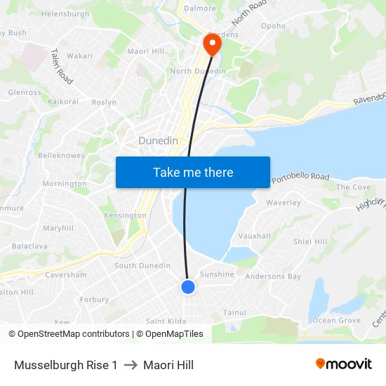 Musselburgh Rise 1 to Maori Hill map