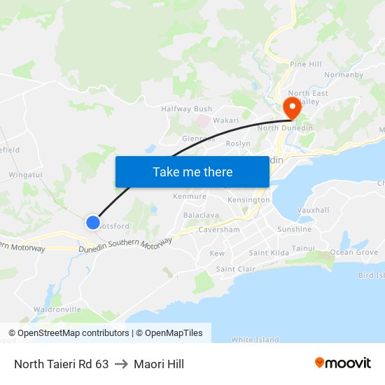 North Taieri Rd 63 to Maori Hill map