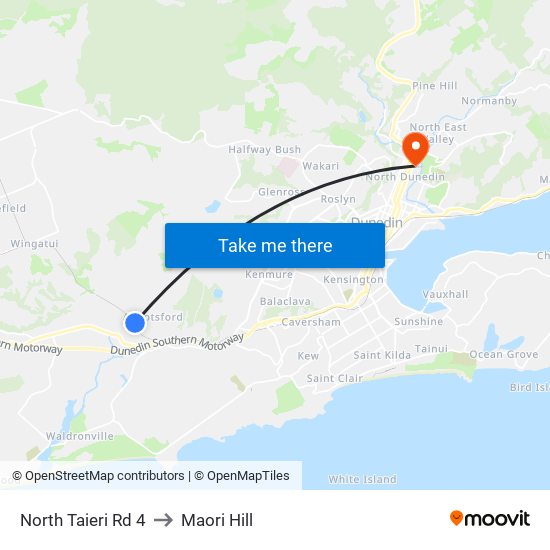 North Taieri Rd 4 to Maori Hill map