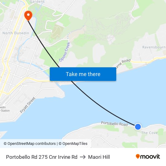 Portobello Rd 275 Cnr Irvine Rd to Maori Hill map