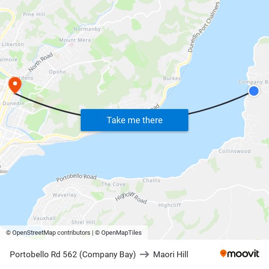 Portobello Rd 562 (Company Bay) to Maori Hill map