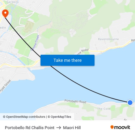 Portobello Rd Challis Point to Maori Hill map