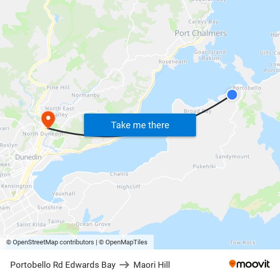 Portobello Rd Edwards Bay to Maori Hill map