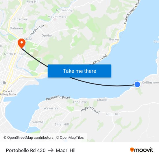 Portobello Rd 430 to Maori Hill map