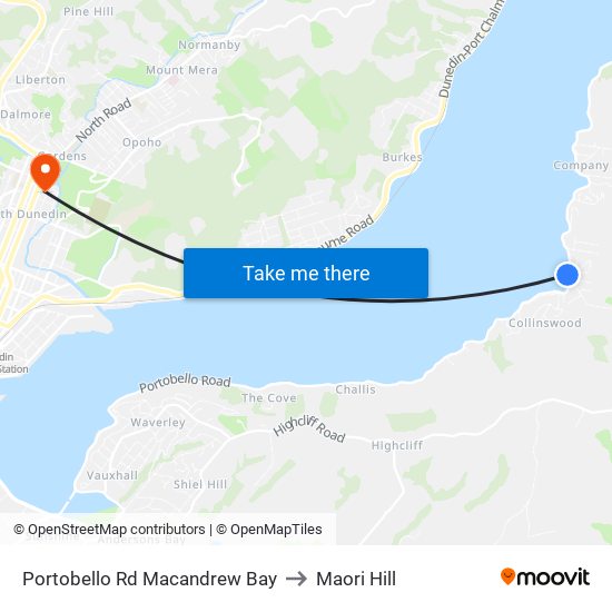Portobello Rd Macandrew Bay to Maori Hill map