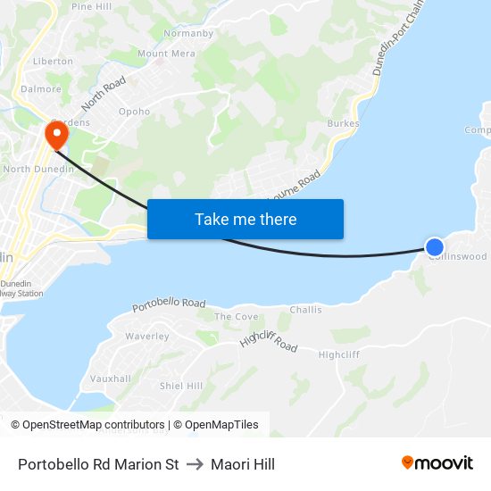 Portobello Rd Marion St to Maori Hill map
