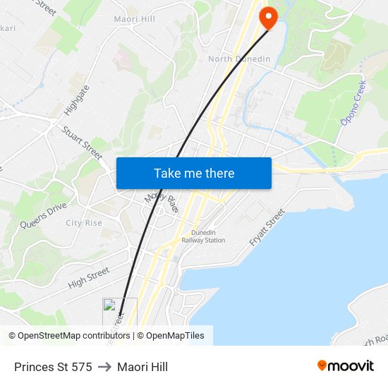 Princes St 575 to Maori Hill map