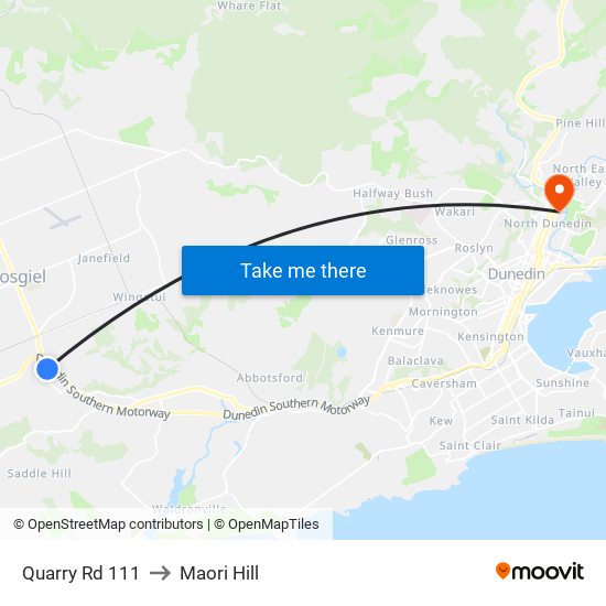 Quarry Rd 111 to Maori Hill map