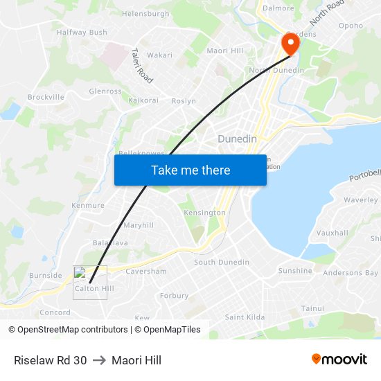 Riselaw Rd 30 to Maori Hill map