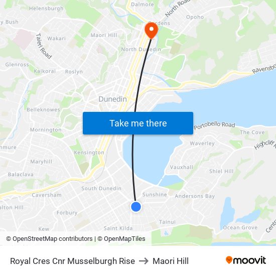 Royal Cres Cnr Musselburgh Rise to Maori Hill map
