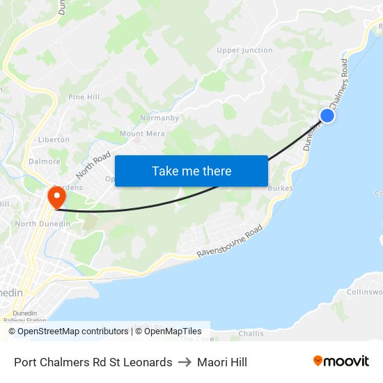 Port Chalmers Rd St Leonards to Maori Hill map