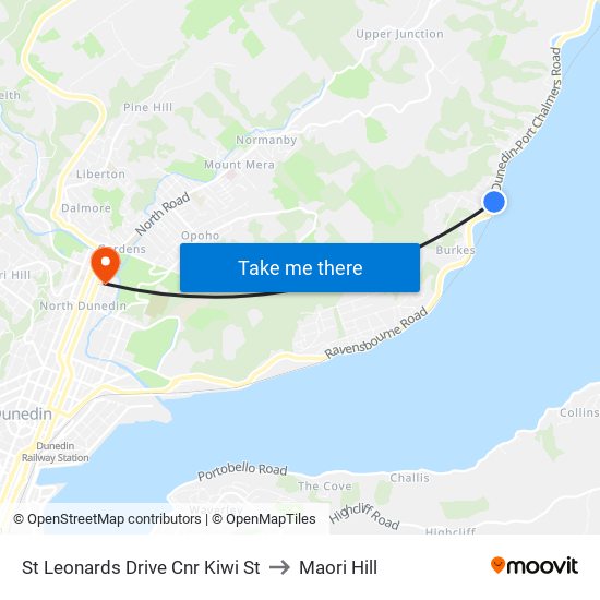 St Leonards Drive Cnr Kiwi St to Maori Hill map