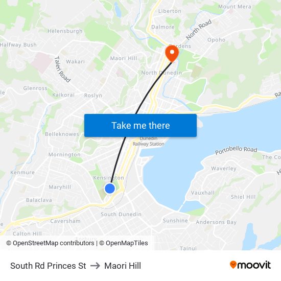 South Rd Princes St to Maori Hill map