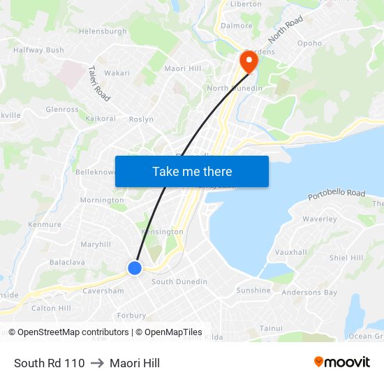 South Rd 110 to Maori Hill map