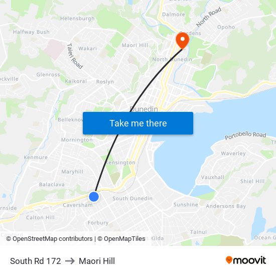 South Rd 172 to Maori Hill map