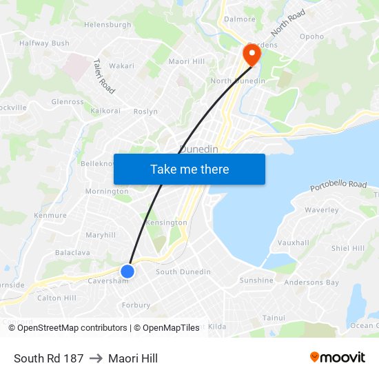 South Rd 187 to Maori Hill map