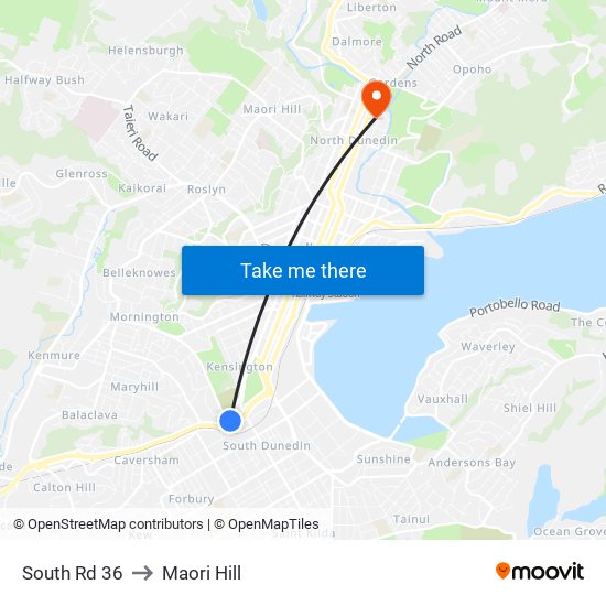 South Rd 36 to Maori Hill map