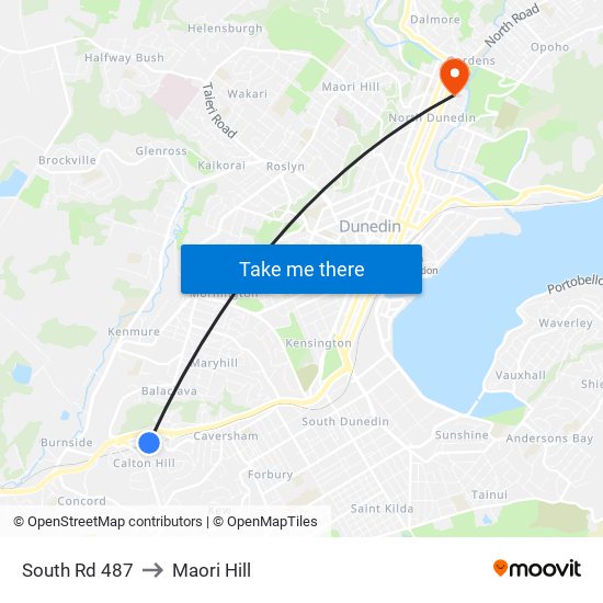 South Rd 487 to Maori Hill map