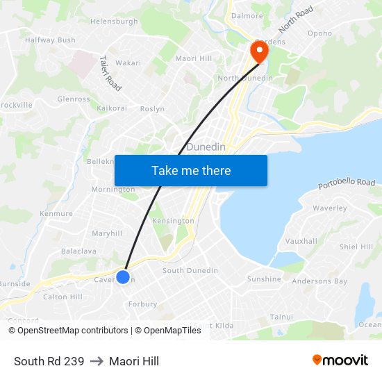 South Rd 239 to Maori Hill map