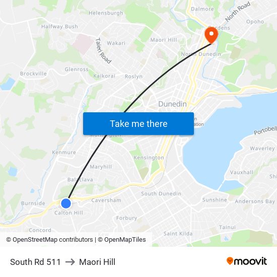 South Rd 511 to Maori Hill map