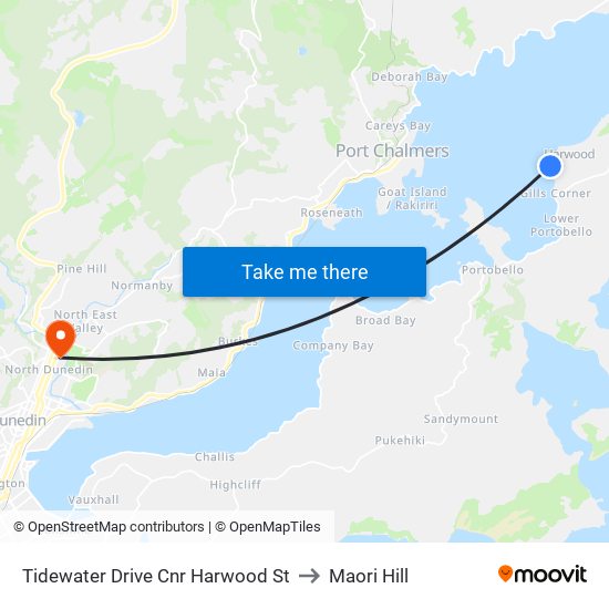 Tidewater Drive Cnr Harwood St to Maori Hill map