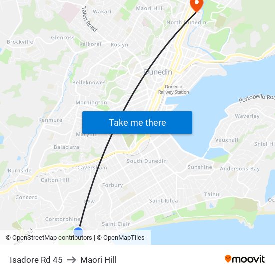 Isadore Rd 45 to Maori Hill map
