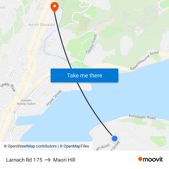 Larnach Rd 175 to Maori Hill map