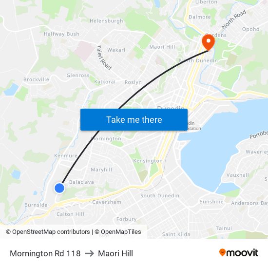 Mornington Rd 118 to Maori Hill map
