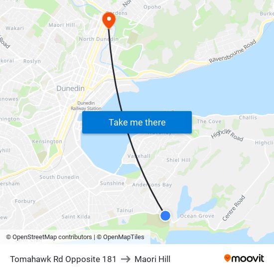 Tomahawk Rd Opposite 181 to Maori Hill map