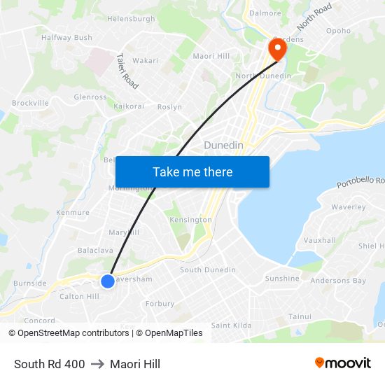 South Rd 400 to Maori Hill map