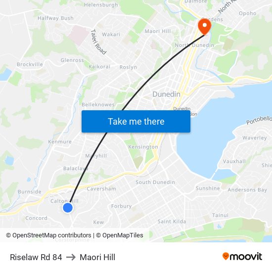 Riselaw Rd 84 to Maori Hill map